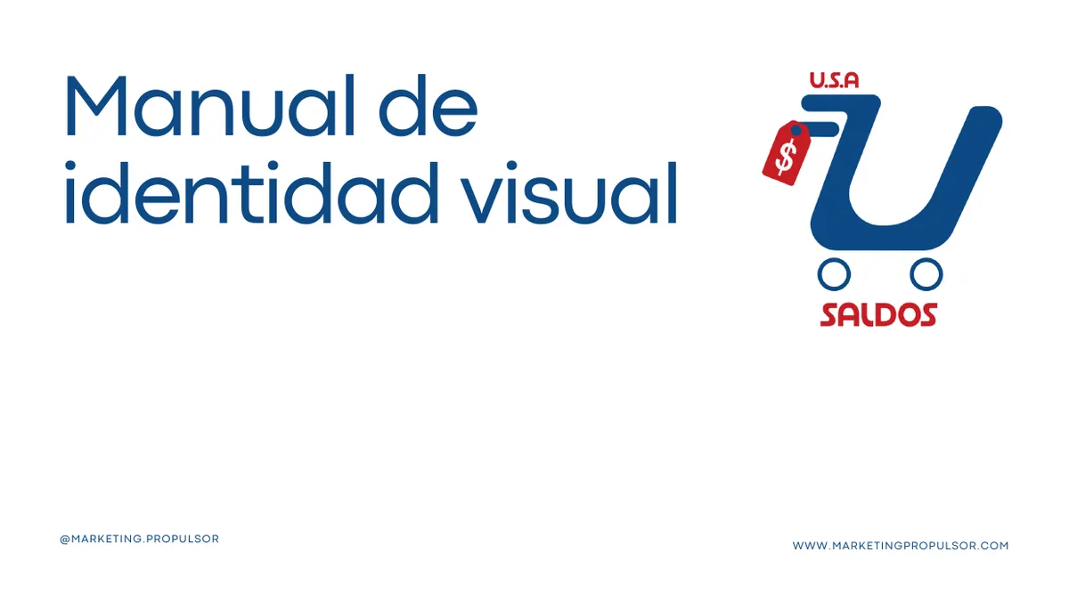 Portada del manual de identidad visual de USA Saldos