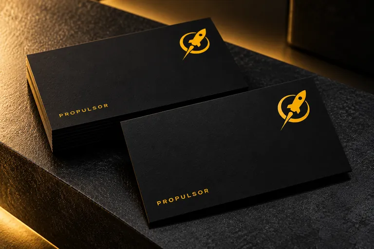 Tarjetas NFC negras con el cohete amarillo