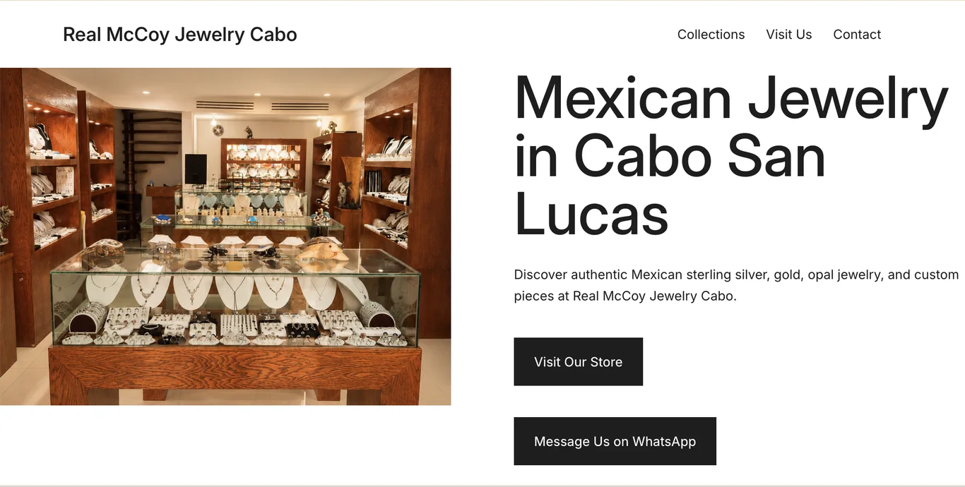 Captura del sitio Real McCoy Jewelry Cabo